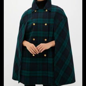 Tuckernuck Blackwatch India Cape size M/L wool blend blue green excellent